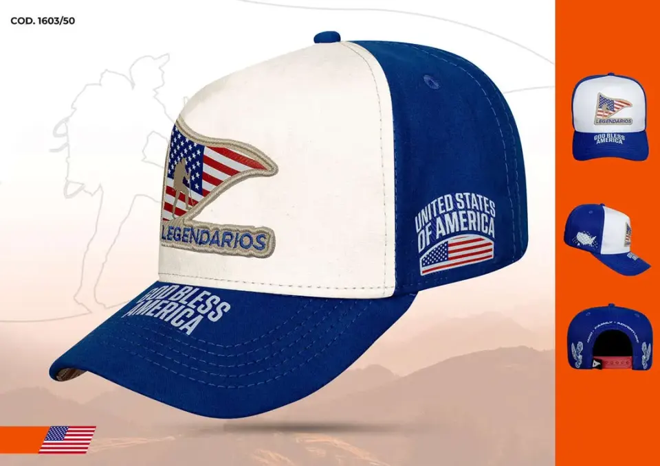 Boné God Bless America — Branco/Azul