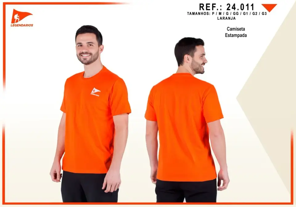 Camiseta Estampa Peito + Bandeira — Laranja