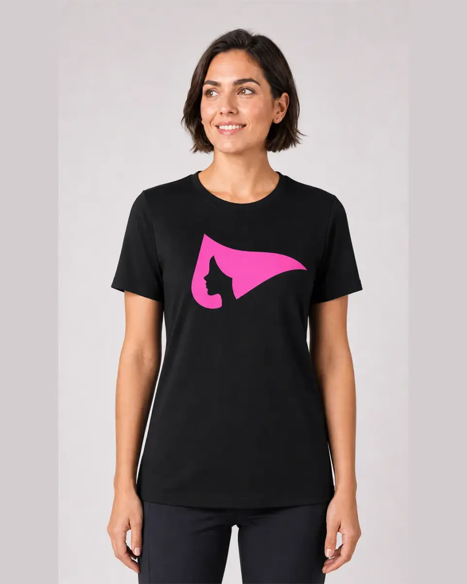 Camisa Fem Est. Frente Preto/Rosa