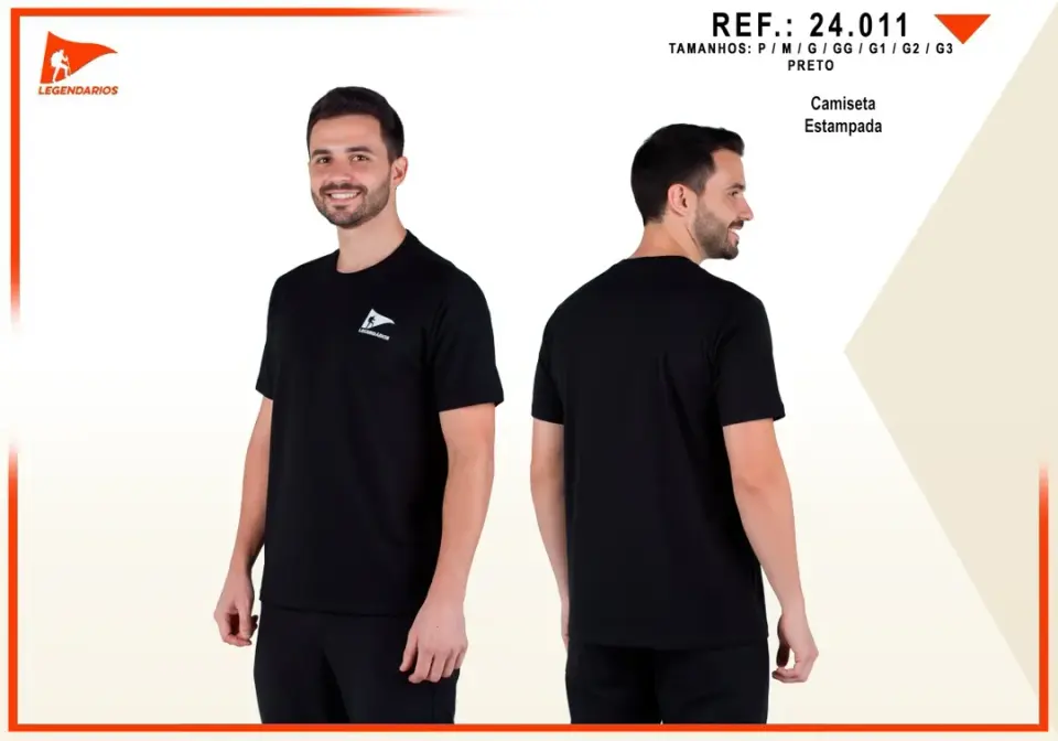 Camiseta Estampa Peito + Bandeira — Preto