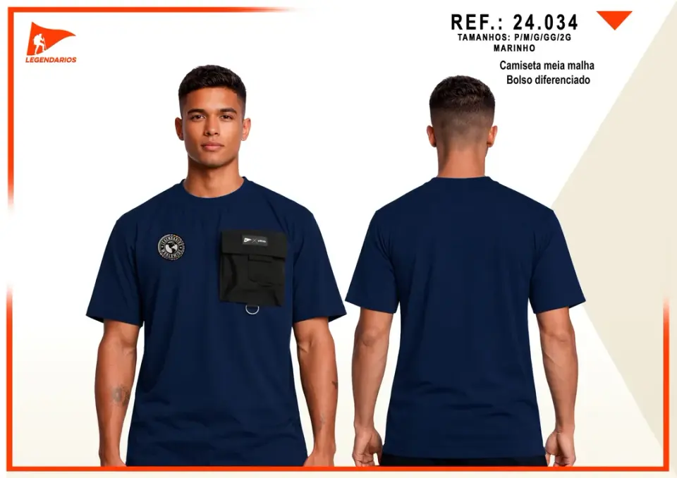 Camiseta Meia Malha c/ Bolso — Marinho
