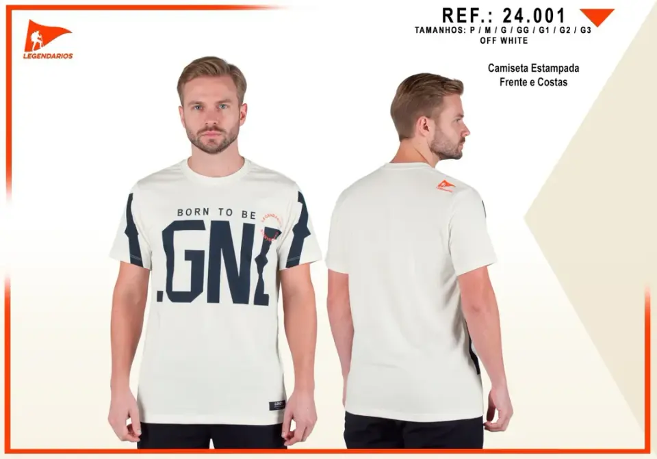 Camiseta Born To Be Legendários — Off White