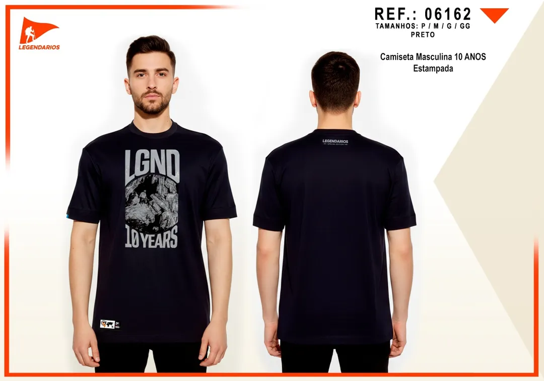 Camiseta Masculina 10 Anos (Preto — B)