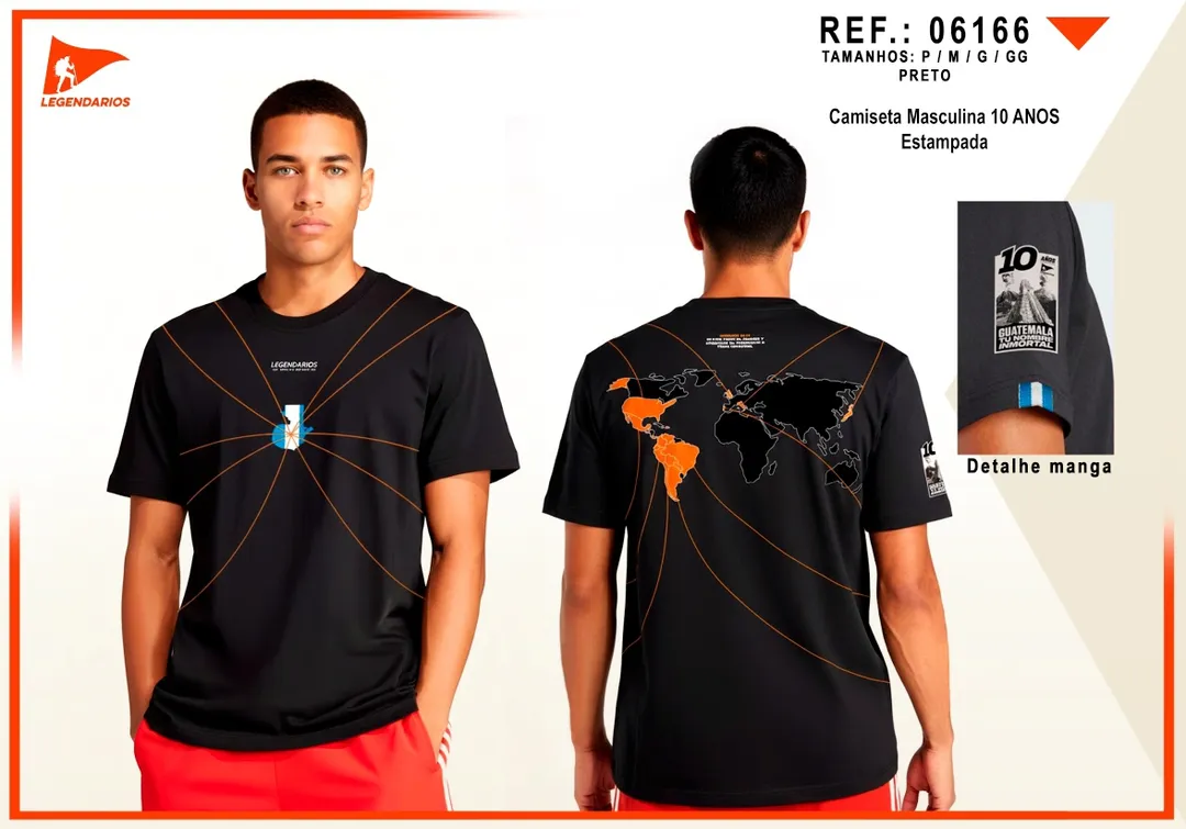 Camiseta Masculina 10 Anos — Detalhe Manga