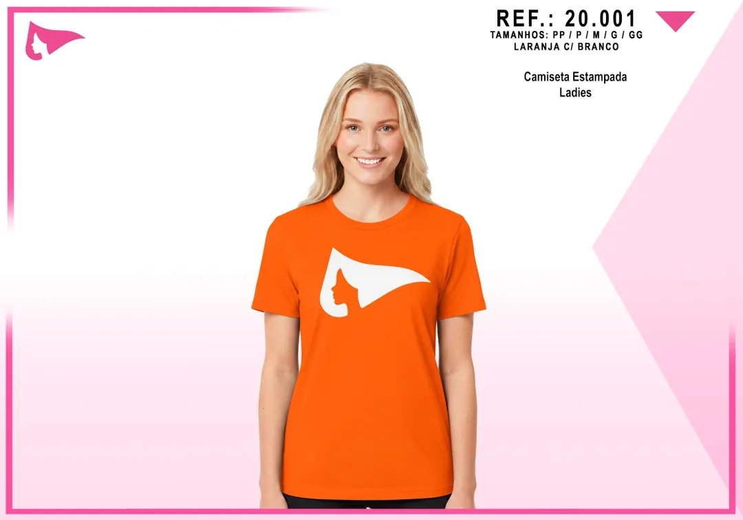 Camiseta Fem. Estampa Frente — Laranja