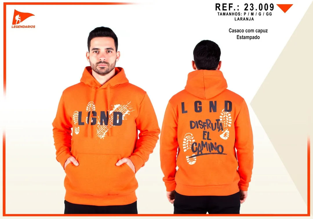 Casaco Pegadas com Capuz Laranja — Laranja